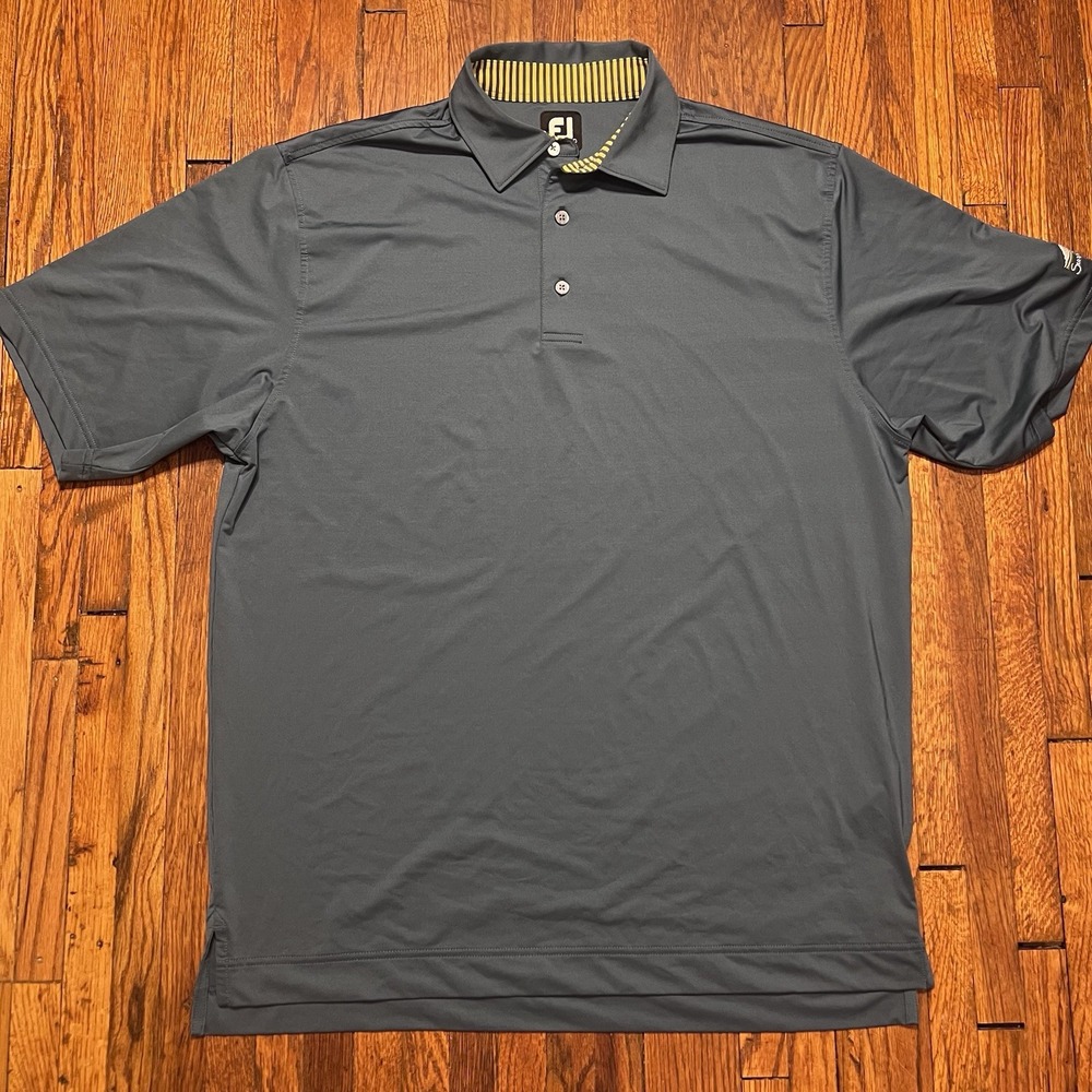 FootJoy FJ SunRidge Canyon Golf Polo Shirt Men's Gray Large Short Sleeve